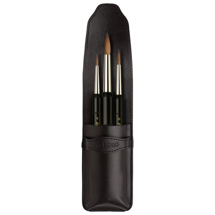 da Vinci MAESTRO Pocket Travel Brushes, Kolinsky Red Sable, Watercolor, Round, Series 1503, Assorted, 3 Brush Set