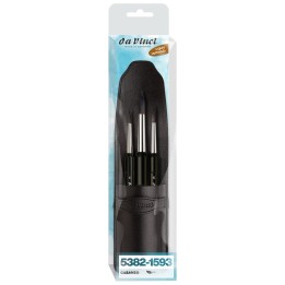 da Vinci CASANEO Travel Pocket Brush, Extra Soft Synthetic, Watercolor, Series 5382-1593, 3 Brush Set in Case