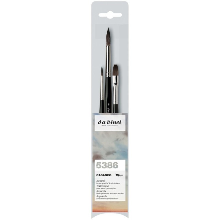 da Vinci CASANEO Assorted Wash, Extra Soft Synthetic, Watercolor, 3 Brush Set