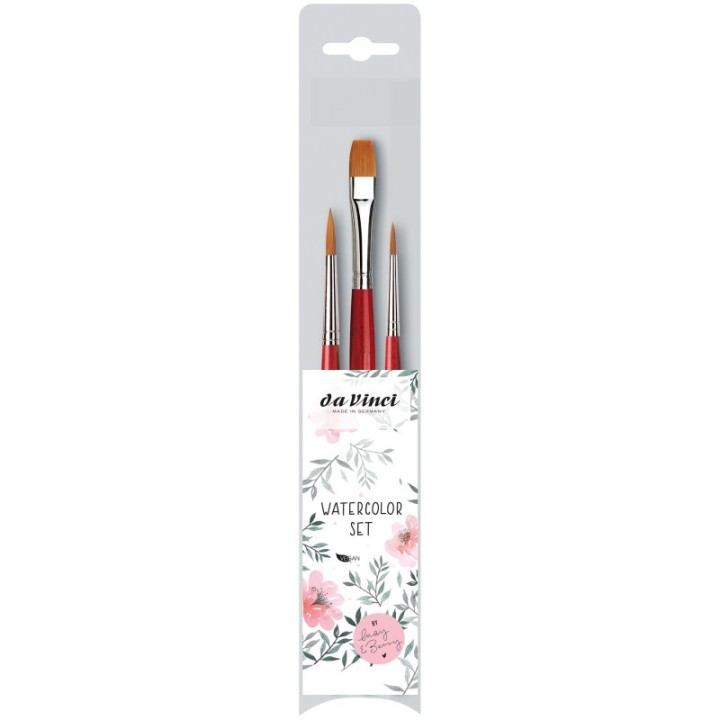 da Vinci Artist Signature Collection by May & Berry Design Studio, Watercolor Brushes, Assorted, 3 Brush Set