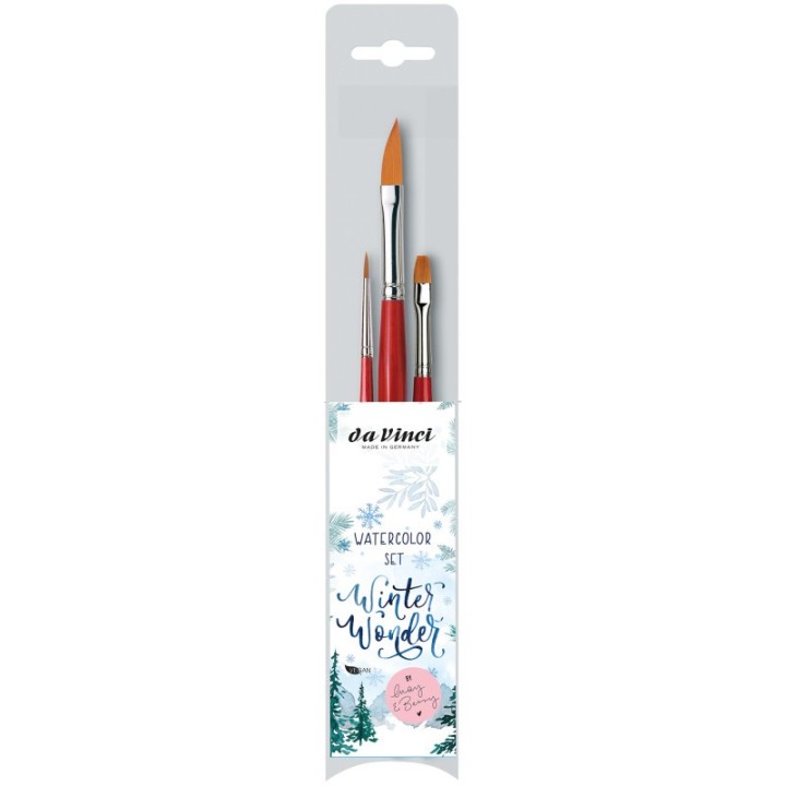 da Vinci Artist Signature Collection by May & Berry Design Studio (Winter Wonder), Watercolor Brushes, Assorted, 3 Brush Set