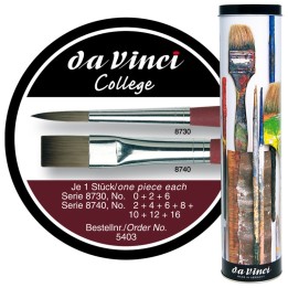 da Vinci COLLEGE Student Brush, Synthetic, Acrylic & Oil, Assorted, 10 Brush Set in Gift Tin