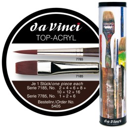 da Vinci TOP-ACRYL Red-Brown Brushes, Synthetic, Oil & Acrylic, 10 Brush Set in Gift Tin