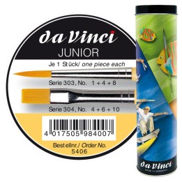 da Vinci JUNIOR Synthetics Student Brushes, Synthetic, Acrylic & Tempera, Assorted, 6 Brush Set in Tin