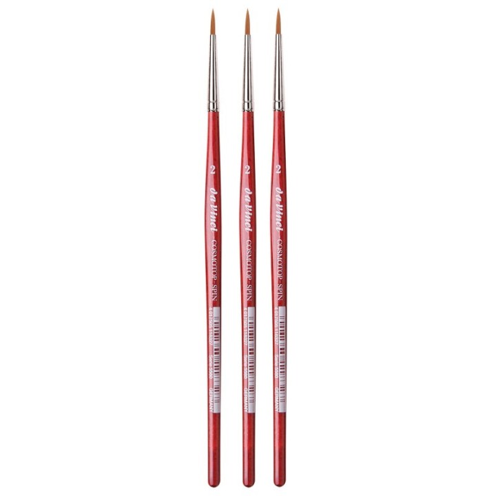 da Vinci COSMOTOP-SPIN Silkpainting Brush, Synthetic, Watercolor, Round, Size 2, Pack of 3