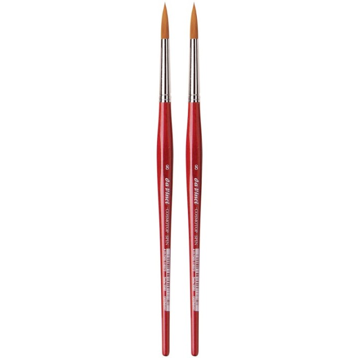 da Vinci COSMOTOP-SPIN Silkpainting Brush, Synthetic, Watercolor, Round, Size 8, Pack of 2