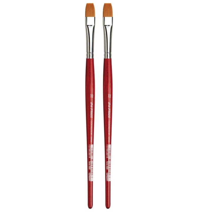 da Vinci COSMOTOP-SPIN Silkpainting Brush, Synthetic, Watercolor, Flat, Size 12, Pack of 2