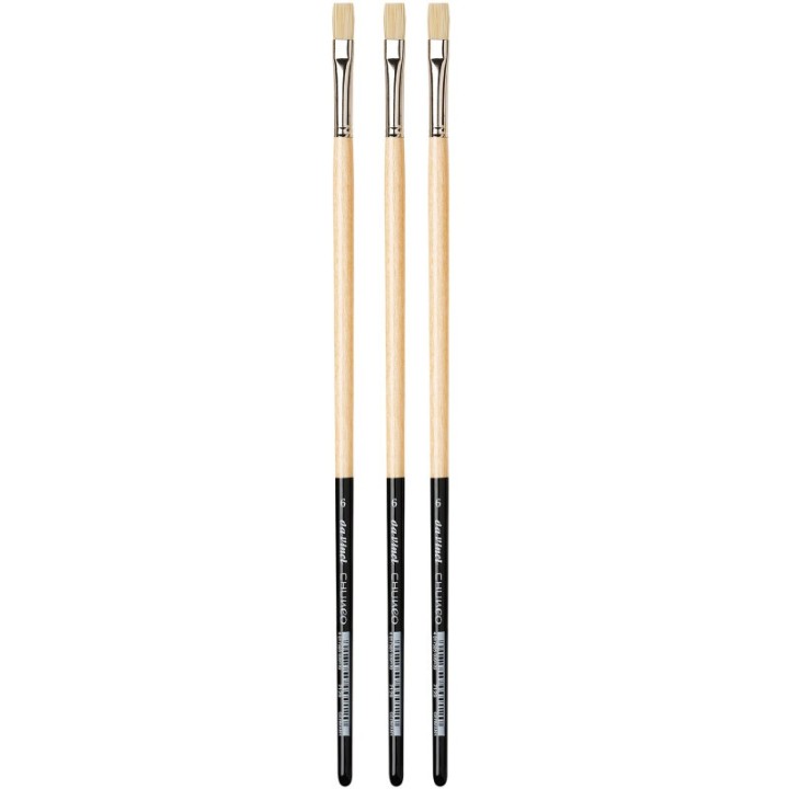da Vinci CHUNEO Synthetic Hog Bristle, Oil, Flat, Series 7129, Size 6, Pack of 3