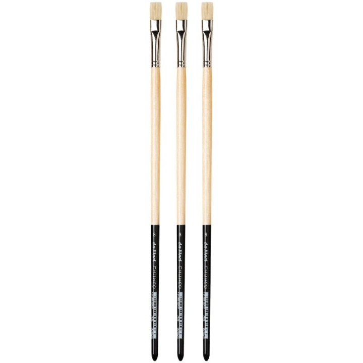 da Vinci CHUNEO Synthetic Hog Bristle, Oil, Flat, Series 7129, Size 8, Pack of 3