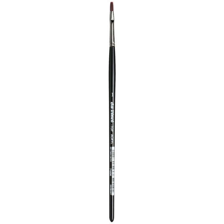 da Vinci TOP-ACRYL Bright Red-Brown Brush, Synthetic, Acrylic & Oil, Flat, Series 7185K, Size 1