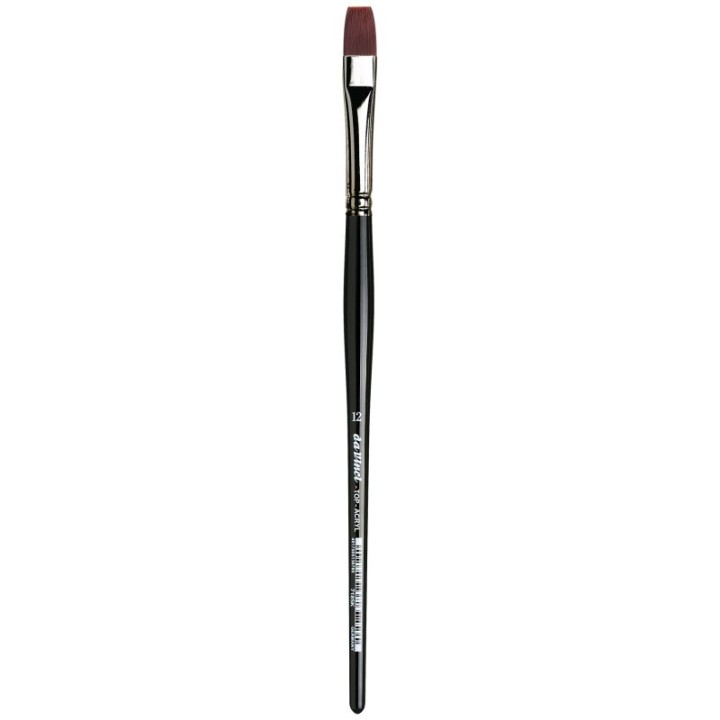 da Vinci TOP-ACRYL Bright Red-Brown Brush, Synthetic, Acrylic & Oil, Flat, Series 7185K, Size 12