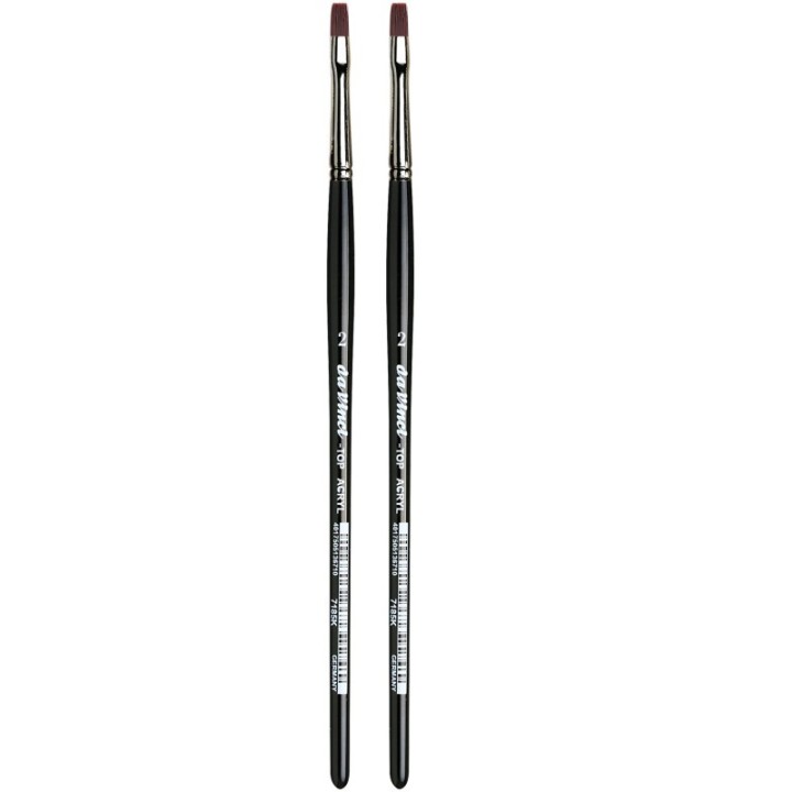 da Vinci TOP-ACRYL Bright Red-Brown Brush, Synthetic, Acrylic & Oil, Flat, Series 7185K, Size 2, Pack of 2