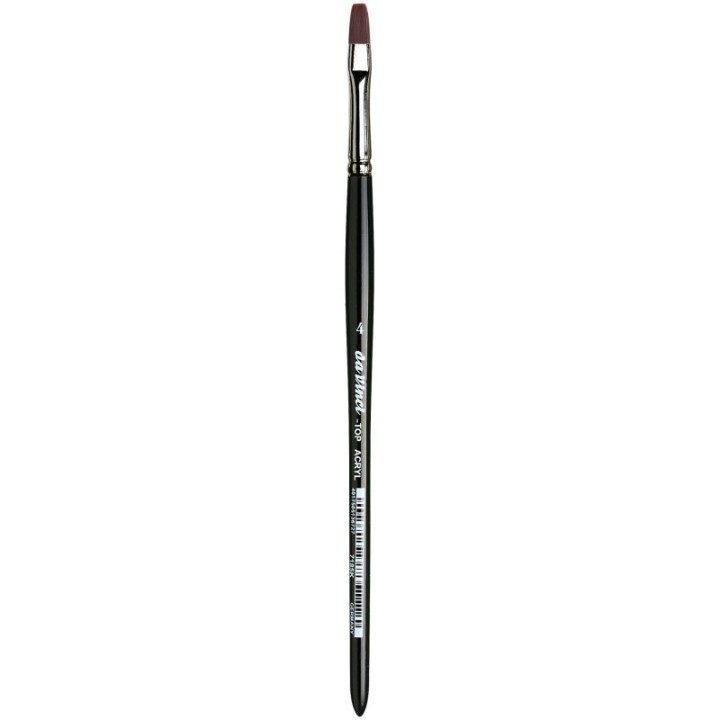 da Vinci TOP-ACRYL Bright Red-Brown Brush, Synthetic, Acrylic & Oil, Flat, Series 7185K, Size 4