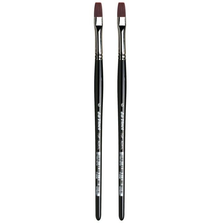 da Vinci TOP-ACRYL Bright Red-Brown Brush, Synthetic, Acrylic & Oil, Flat, Series 7185K, Size 6, Pack of 2