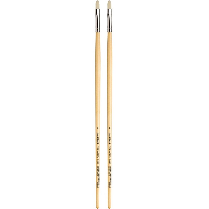 da Vinci TOP-ACRYL White Brush, Synthetic, Acrylic & Oil, Filbert, Series 7482, Size 4, Pack of 2