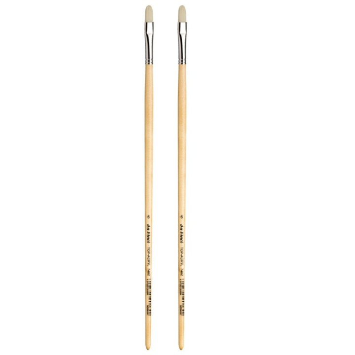 da Vinci TOP-ACRYL White Brush, Synthetic, Acrylic & Oil, Filbert, Series 7482, Size 6, Pack of 2