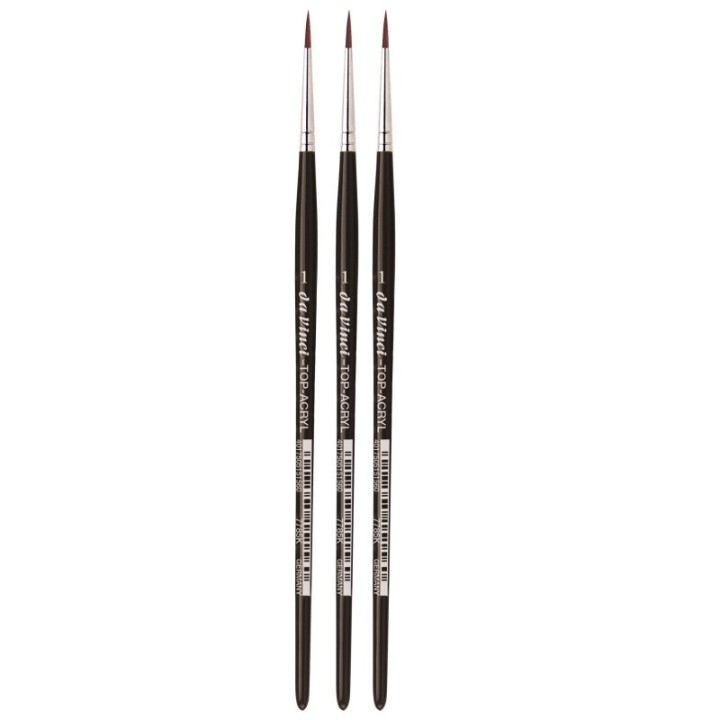 da Vinci TOP-ACRYL Red-Brown Brush, Synthetic, Acrylic & Oil, Round, Series 7785K, Size 1, Pack of 3