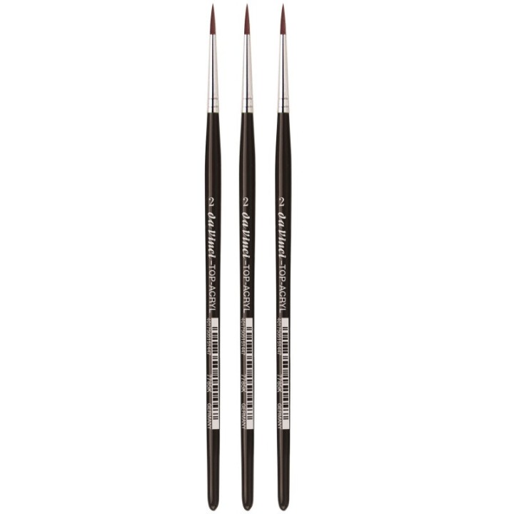 da Vinci TOP-ACRYL Red-Brown Brush, Synthetic, Acrylic & Oil, Round, Series 7785K, Size 2, Pack of 3