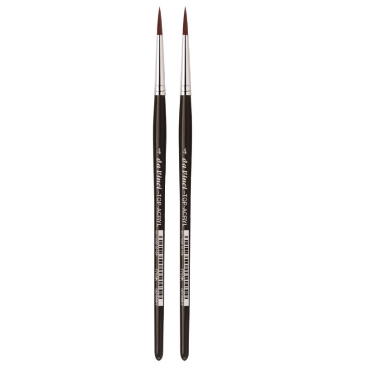 da Vinci TOP-ACRYL Red-Brown Brush, Synthetic, Acrylic & Oil, Round, Series 7785K, Size 4, Pack of 2