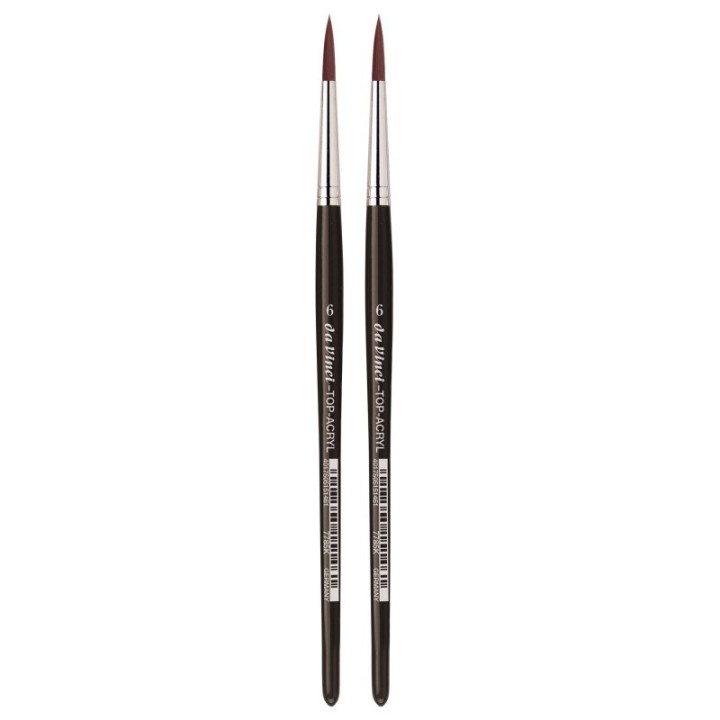 da Vinci TOP-ACRYL Red-Brown Brush, Synthetic, Acrylic & Oil, Round, Series 7785K, Size 6, Pack of 2