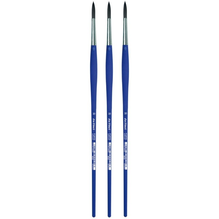 da Vinci FORTE-Acrylics Student Brush, Synthetic, Acrylic & Oil, Round, Series 8630, Size 10, Pack of 3