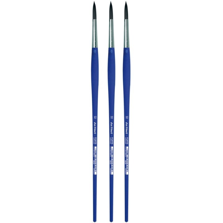 da Vinci FORTE-Acrylics Student Brush, Synthetic, Acrylic & Oil, Round, Series 8630, Size 12, Pack of 3
