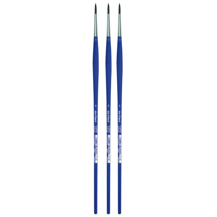 da Vinci FORTE-Acrylics Student Brush, Synthetic, Acrylic & Oil, Round, Series 8630, Size 4, Pack of 3