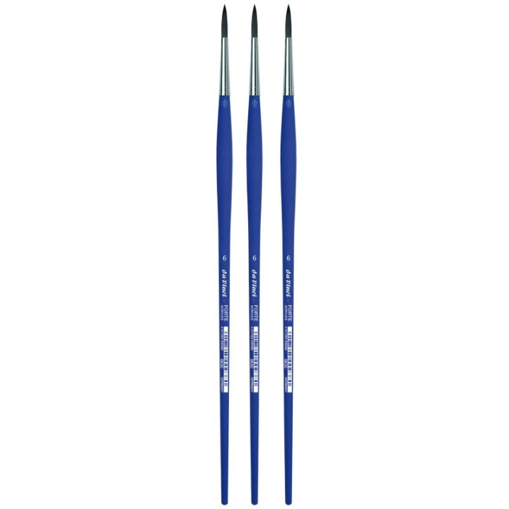 da Vinci FORTE-Acrylics Student Brush, Synthetic, Acrylic & Oil, Round, Series 8630, Size 6, Pack of 3