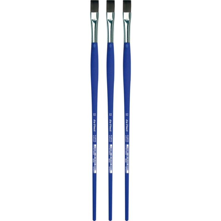 da Vinci FORTE-Acrylics Student Brush, Synthetic, Acrylic & Oil, Flat, Series 8640, Size 12, Pack of 3