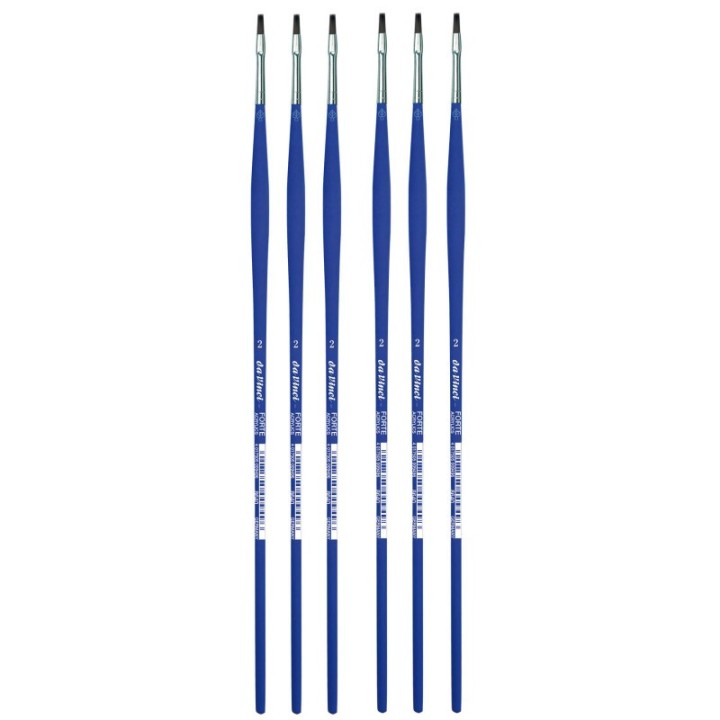 da Vinci FORTE-Acrylics Student Brush, Synthetic, Acrylic & Oil, Flat, Series 8640, Size 2, Pack of 6