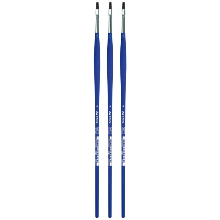 da Vinci FORTE-Acrylics Student Brush, Synthetic, Acrylic & Oil, Flat, Series 8640, Size 4, Pack of 3