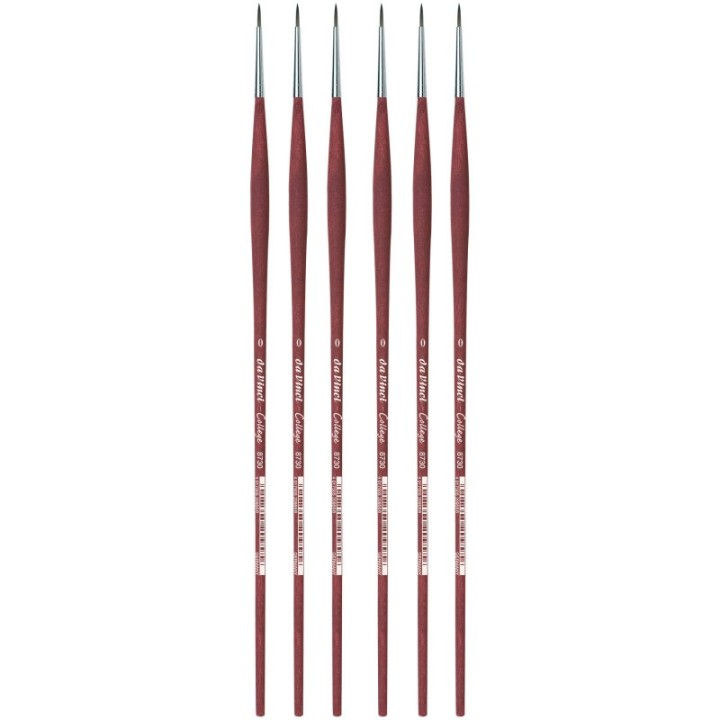 da Vinci COLLEGE Student Brush, Synthetic, Acrylic & Oil, Round, Series 8730, Size 0, Pack of 6