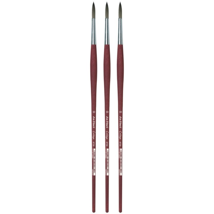 da Vinci COLLEGE Student Brush, Synthetic, Acrylic & Oil, Round, Series 8730, Size 10, Pack of 3