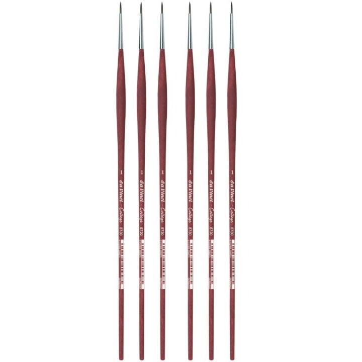 da Vinci COLLEGE Student Brush, Synthetic, Acrylic & Oil, Round, Series 8730, Size 1, Pack of 6