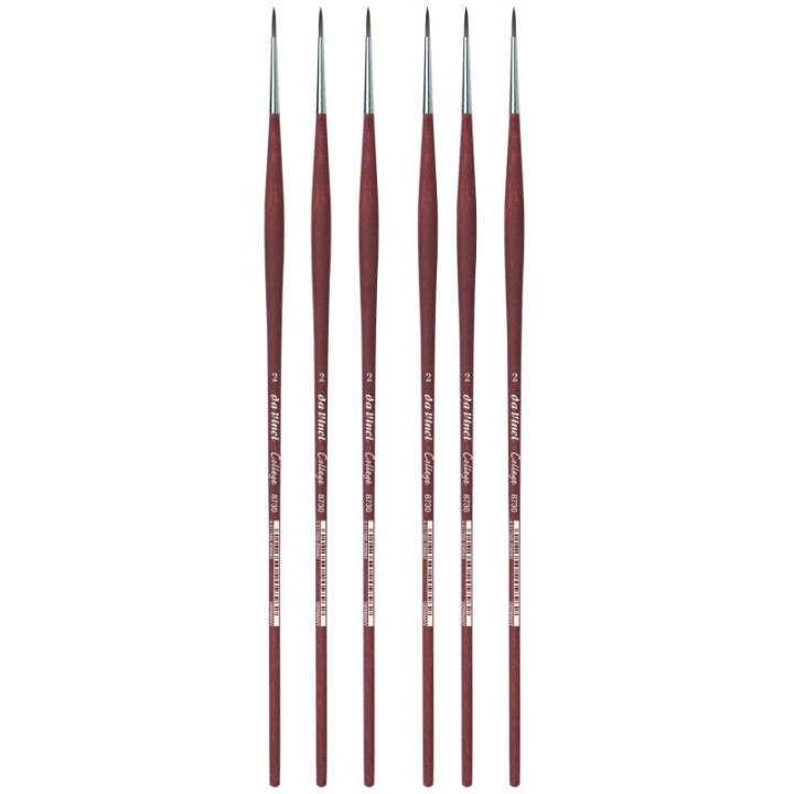 da Vinci COLLEGE Student Brush, Synthetic, Acrylic & Oil, Round, Series 8730, Size 2, Pack of 6
