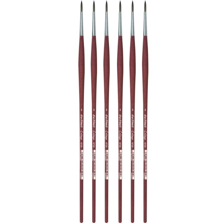 da Vinci COLLEGE Student Brush, Synthetic, Acrylic & Oil, Round, Series 8730, Size 4, Pack of 6