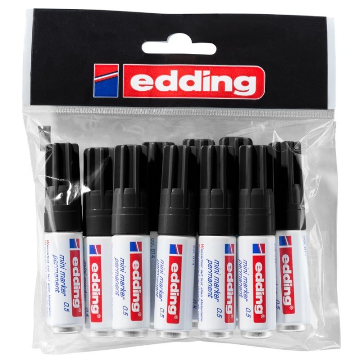 edding Mini Permanent Markers, Black, Set of 10