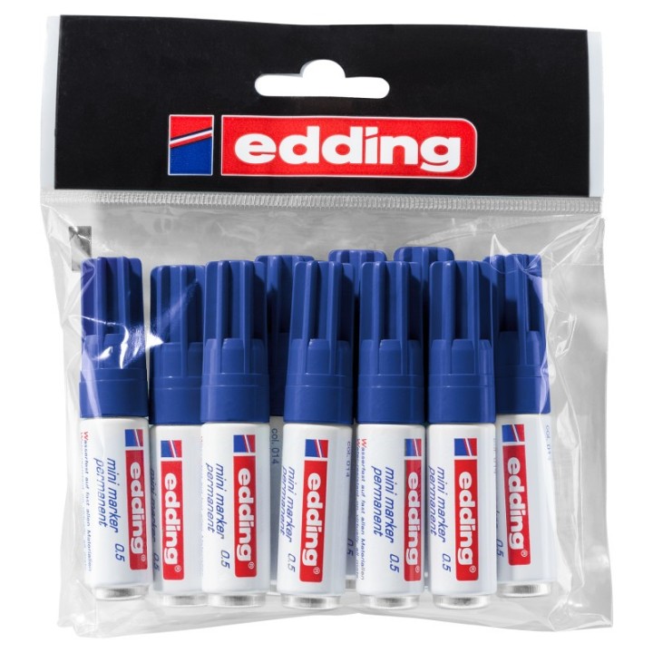 edding Mini Permanent Markers, Blue, Set of 10