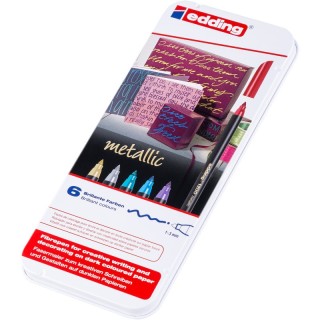 edding 1200 Series Metallic Markers, Assorted Colors, Set of 6