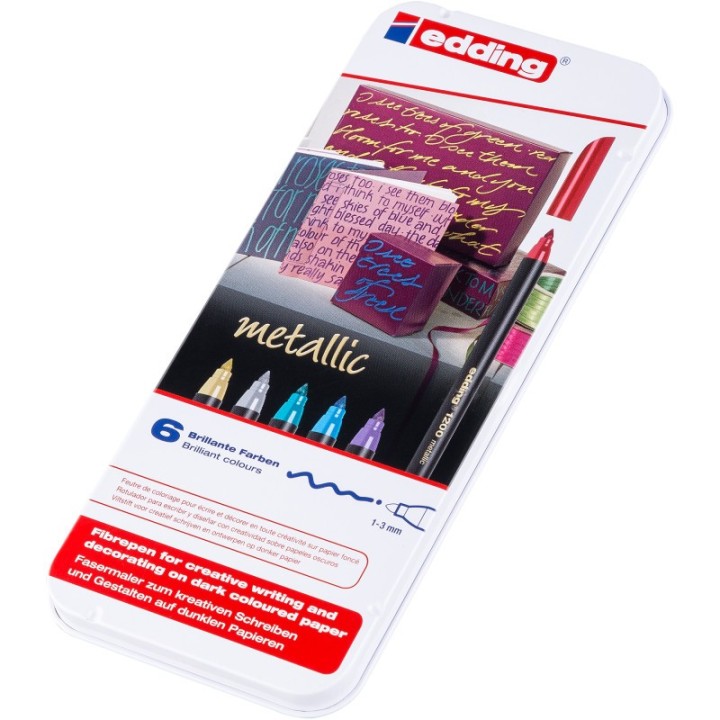 edding 1200 Series Metallic Markers, Assorted Colors, Set of 6