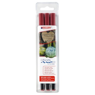 edding 1255 Series Calligraphy Pen, Crimson Lake, Set of 3