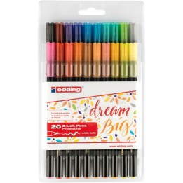 edding 1340 Series Brush Pen Lettering Starter Set, Assorted Colors, Set of 20