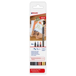 edding 1340 Series Metallic Brush Pens, Assorted Colors, Set of 4
