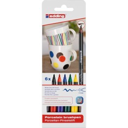 edding 4200 Series Porcelain Brush Pen, Family Colors, Set of 6