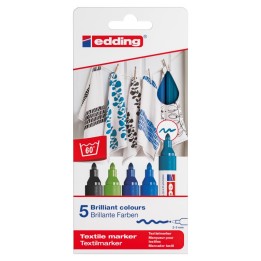 edding 4500 Series Textile Marker, Cool Colors, Set of 5