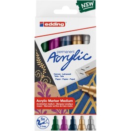 edding 5100 Series Acrylic Paint Marker, Medium Tip, Festive Colors, Set of 5
