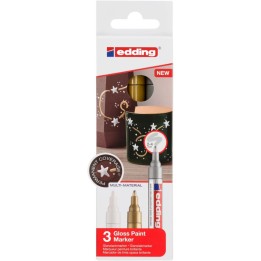 edding 750 Series Gloss Paint Marker, Metallic Colors, Set of 3