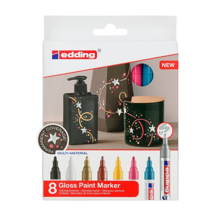 edding 750 Series Gloss Paint Marker, Assorted Colors, Set of 8