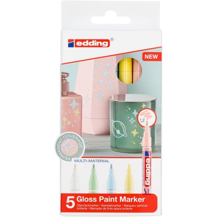 edding 751 Series Gloss Paint Marker, Pastel Colors, Set of 5