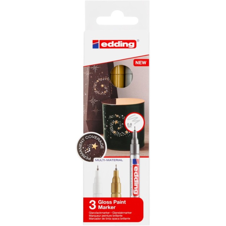 edding 780 Series Gloss Paint Marker, Metallic Colors, Set of 3